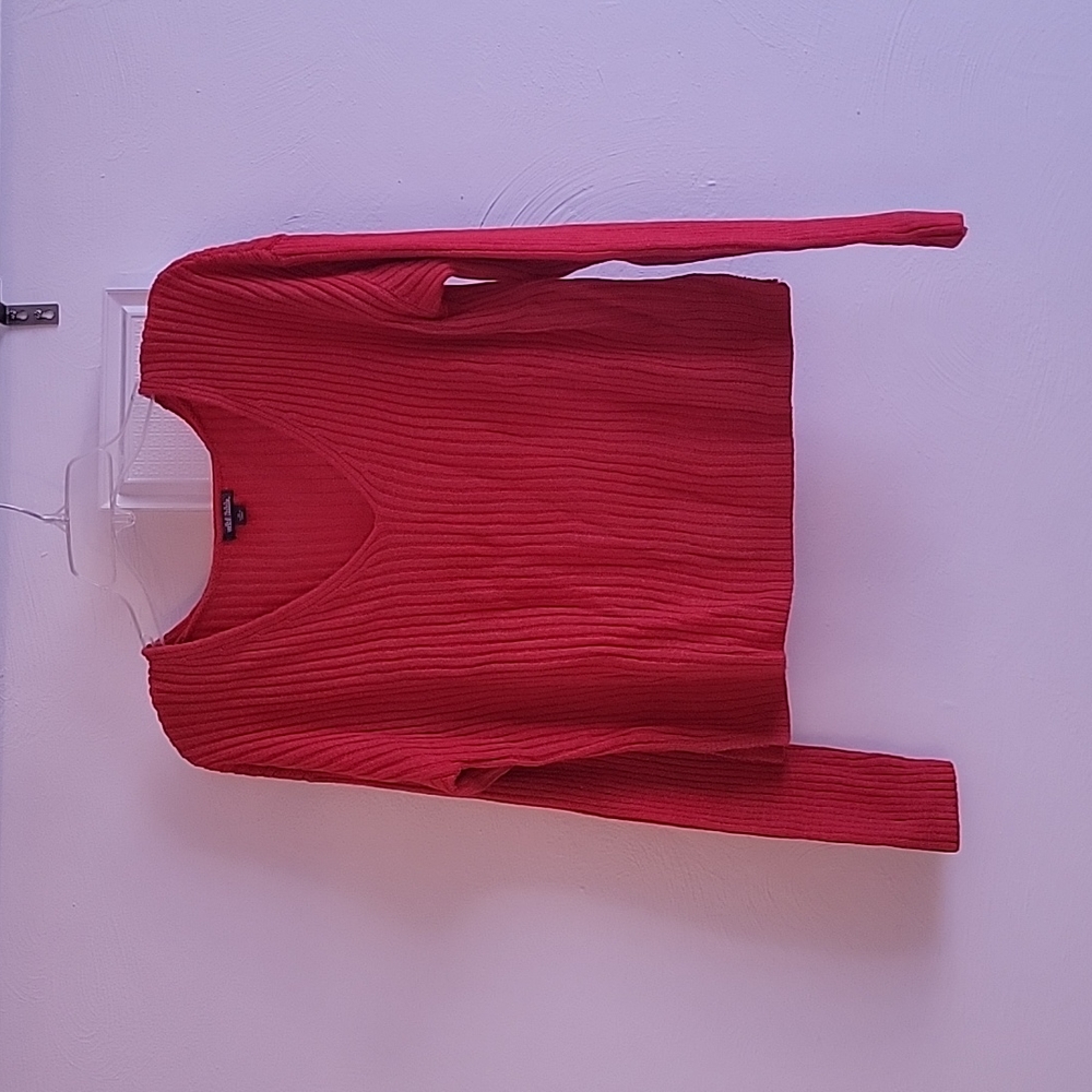 RED CROPPED KNIT SWEATER